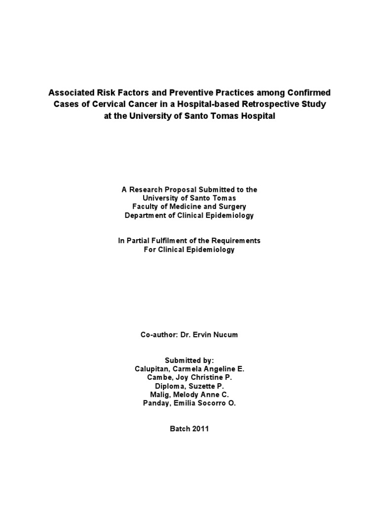Research proposal on cervix cancer problem statement of cervical cancer